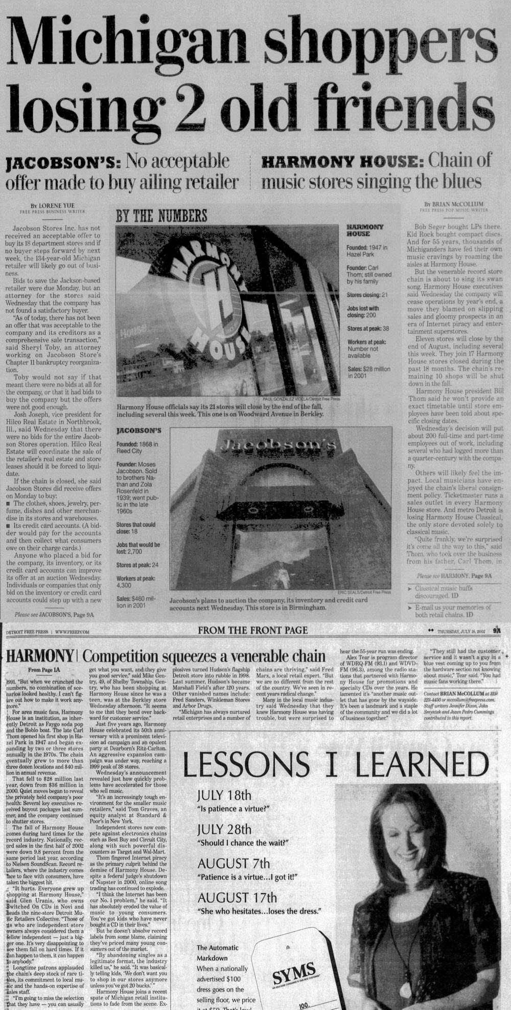 Harmony House Records and Tapes - Jul 18 2002 Article On Closing (newer photo)